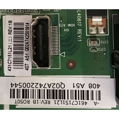 KIT DE TRAJETAS PARA TV TOSHIBA / MAIN 431C7151L21 / SR040T VTV-L40617 / FUENTE PK101W0350I / FSP107-3FS03 / PANEL V500HJ1-ME1 REV.C2 / MODELO 50L1400U - Imagen 3